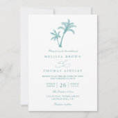 Tropical Beach Palm Tree Sea QR Code Wedding 招待状 (正面)