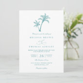 Tropical Beach Palm Tree Sea QR Code Wedding 招待状 (スタンド正面)