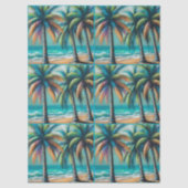 Tropical Beach Palm Trees Chalk-Pastel Decoupage  薄葉紙 (正面)