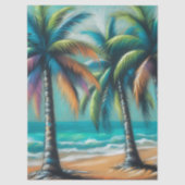 Tropical Beach Palm Trees Chalk-Pastel Decoupage  薄葉紙 (正面)