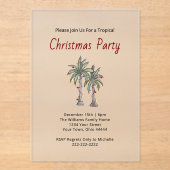 Tropical Beach Palm Trees Holiday Party Christmas  アクリル招待状 (正面)