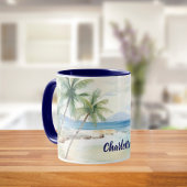 Tropical beach palm trees name blue summer マグカップ