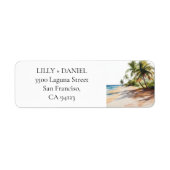 Tropical Beach Palm Trees Return Address ラベル (正面)