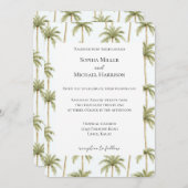 Tropical Beach Palm Trees Wedding 招待状 (正面/裏面)