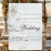 Tropical Beach Palm Watercolor Wedding Invitation 招待状