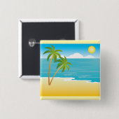 Tropical Beach Paradise with Palm Trees 缶バッジ (正面&裏面)