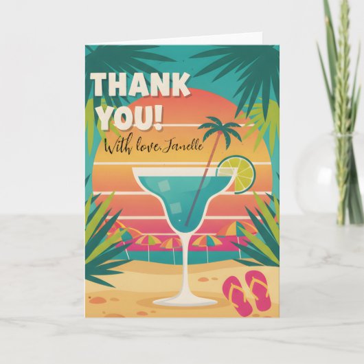 Tropical Beach Party Thank You Cocktail Summer カード (正面)