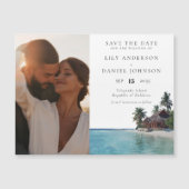 Tropical Beach Photo Wedding Save The Date マグネット招待状 (正面)