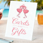 Tropical Beach Pink Flamingo Cards & Gifts Wedding 台座サイン