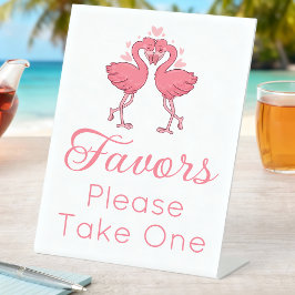 Tropical Beach Pink Flamingo Wedding Favors  台座サイン