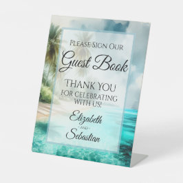 Tropical Beach Please Sign Our Guestbook Sign 台座サイン