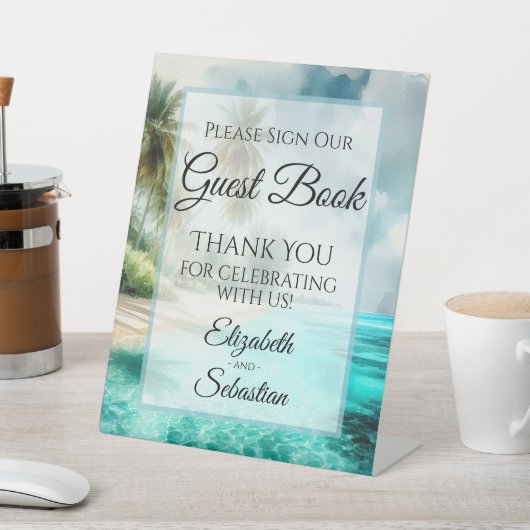 Tropical Beach Please Sign Our Guestbook Sign 台座サイン (インサイチュ)