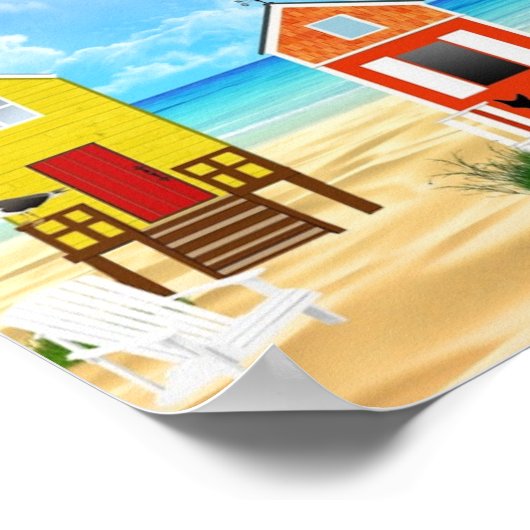 Tropical Beach Sand Huts ポスター (角)
