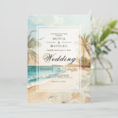 Tropical Beach Scene Wedding 招待状 (スタンド正面)