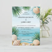 Tropical Beach Sea Blue Wedding Invitation 招待状 (スタンド正面)