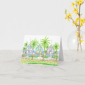 Tropical Beach Shack Notecard カード (黄色い花)