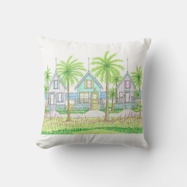 Tropical Beach Shack Outdoor Pillow アウトドアクッション (正面)