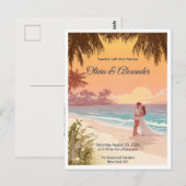 Tropical Beach Sunset Destination Wedding Postcard ポストカード (正面/裏面)