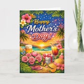 Tropical Beach Sunset Mothers Day シーズンカード (正面)