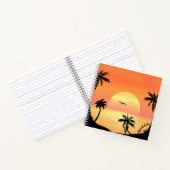 Tropical Beach Sunset Palm Tree Silhouette Art ノートブック (内部)