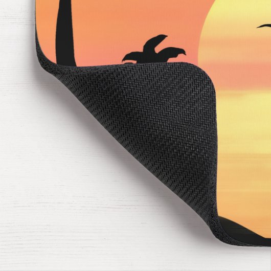 Tropical Beach Sunset Palm Tree Silhouette Art マウスパッド (コーナー)