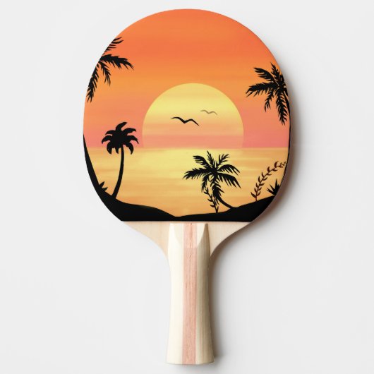 Tropical Beach Sunset Palm Tree Silhouette Art 卓球ラケット (正面)
