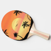 Tropical Beach Sunset Palm Tree Silhouette Art 卓球ラケット (横)