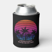 Tropical Beach Sunset Vacation Custom Black Pink 缶クーラー (缶正面)