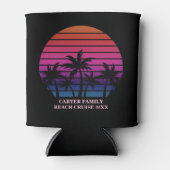 Tropical Beach Sunset Vacation Custom Black Pink 缶クーラー (正面)
