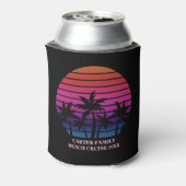 Tropical Beach Sunset Vacation Custom Black Pink 缶クーラー (缶裏面)