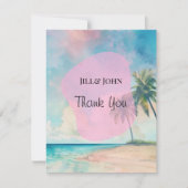 Tropical Beach Sunset Wedding  サンキューカード (正面)