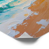 Tropical Beach Sunset with Palm Trees Ocean Art ポスター (角)
