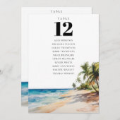 Tropical Beach Table Number Seating Chart 招待状 (正面/裏面)