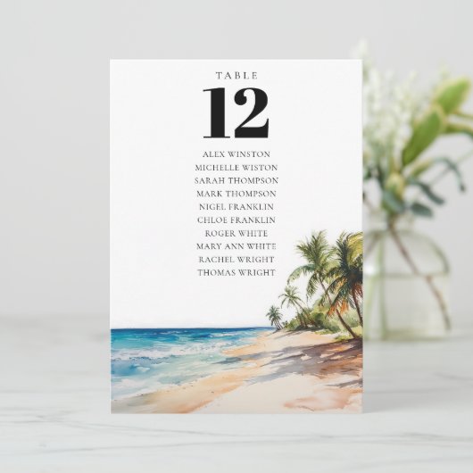Tropical Beach Table Number Seating Chart 招待状 (スタンド正面)