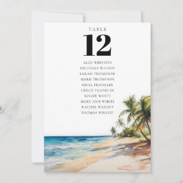 Tropical Beach Table Number Seating Chart 招待状