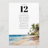 Tropical Beach Table Number Seating Chart 招待状 (正面)