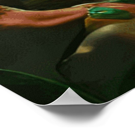 Tropical Beach teal water palm trees beautiful ポスター (角)