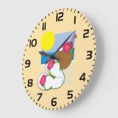 Tropical Beach Vacation Coconut Flowers Flip Flops ラージ壁時計 (傾斜)