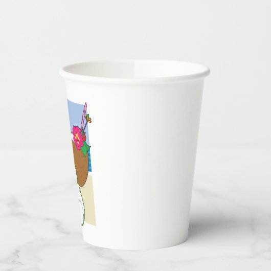Tropical Beach Vacation Coconut Flowers Flip Flops 紙コップ (左)