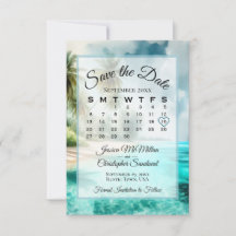 Tropical Beach Watercolor Chic Calendar Wedding 