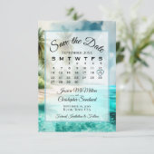 Tropical Beach Watercolor Chic Calendar Wedding  セーブザデート (スタンド正面)