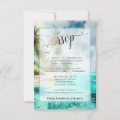 Tropical Beach Watercolor Coastal Waters Wedding 出欠カード (正面)