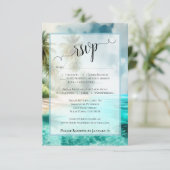 Tropical Beach Watercolor Coastal Waters Wedding 出欠カード (スタンド正面)