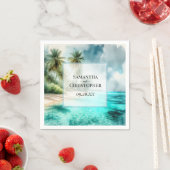 Tropical Beach Watercolor Elegant Coastal Wedding スタンダードカクテルナプキン (インサイチュ)