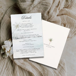 Tropical Beach Watercolor Wedding Details Card エンクロージャーカード