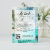 Tropical Beach Watercolor Wedding Details QR Code エンクロージャーカード (スタンド正面)
