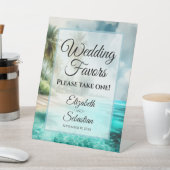 Tropical Beach Watercolor Wedding Favors Sign 台座サイン (インサイチュ)
