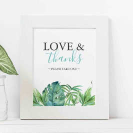 Tropical Beach Wedding Favors Sign ポスター