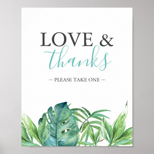 Tropical Beach Wedding Favors Sign ポスター (正面)