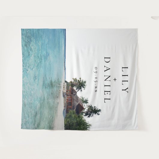 Tropical Beach Wedding Photo Backdrop タペストリー (正面(横))